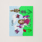 Persoonlijke naam Princess en Unicorn Fairytale Legpuzzel (Verticaal)