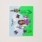 Persoonlijke naam Princess en Unicorn Fairytale Legpuzzel (Verticaal)