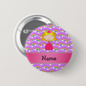 Persoonlijke naam prinses paarse regenbogen ronde button 5,7 cm (Voorkant /achterkant)