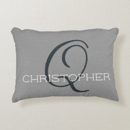 Persoonlijke naam Q Initiaal Black White Grey Accent Kussen