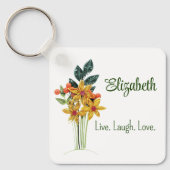 Persoonlijke naam, Quote, Papier Gewatteerde bloem Sleutelhanger (Voorkant)