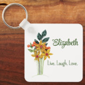 Persoonlijke naam, Quote, Papier Gewatteerde bloem Sleutelhanger (Voorkant)