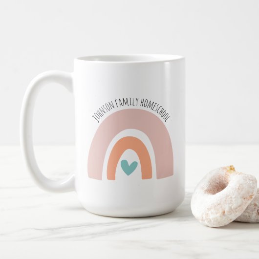 Persoonlijke naam Rainbow Homeschool Koffiemok (Met donut)