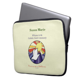 Persoonlijke naam, RCIA-duifencirkel op geel Laptop Sleeve