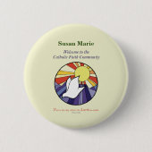 Persoonlijke naam, RCIA-duivenkring op geel Ronde Button 5,7 Cm (Voorkant)