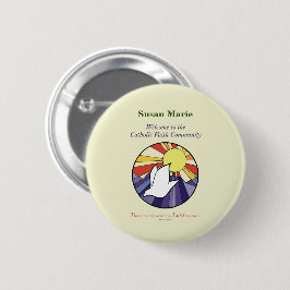 Persoonlijke naam, RCIA-duivenkring op geel Ronde Button 5,7 Cm