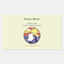 Persoonlijke naam, RCIA-ronde over geel Rechthoekige Sticker