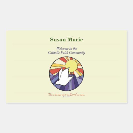 Persoonlijke naam, RCIA-ronde over geel Rechthoekige Sticker (Voorkant)