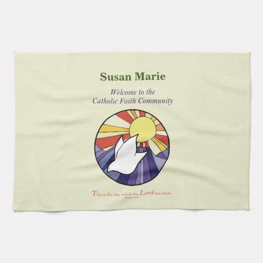 Persoonlijke naam, RCIA-ronde over geel Theedoek (Horizontaal)