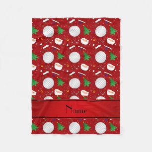 Persoonlijke naam red christmas golfing fleece deken