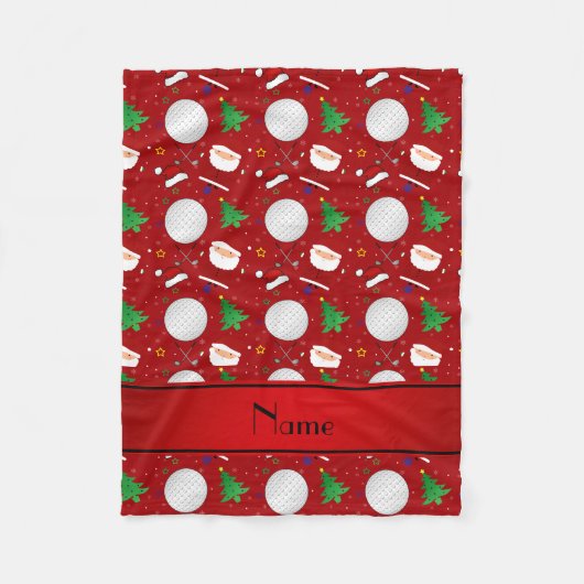 Persoonlijke naam red christmas golfing fleece deken (Voorkant)