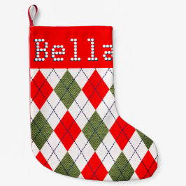 Persoonlijke naam Red Ugly Sweater Pattern Kleine Kerstsok