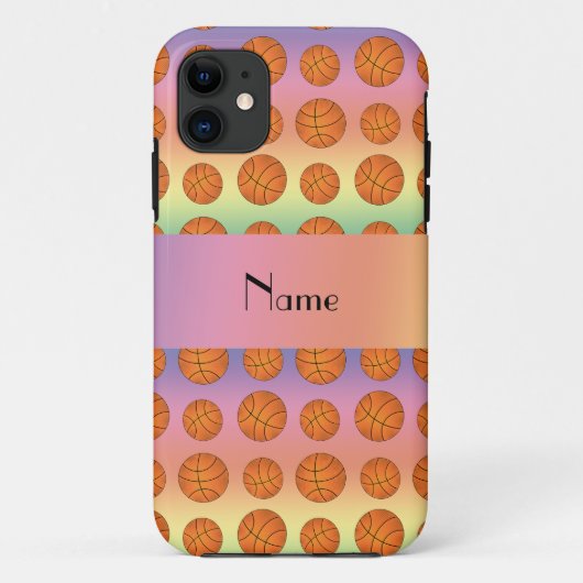 Persoonlijke naam regenboogbasketballen Case-Mate iPhone case (Achterkant)