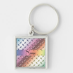 Persoonlijke naam regenboogdiamant bord staal sleutelhanger