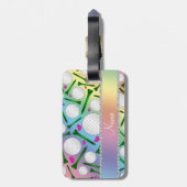 Persoonlijke naam regenbooggolfballen t - shirts h bagagelabel (Achterkant verticaal)