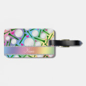 Persoonlijke naam regenbooggolfballen t - shirts h bagagelabel (Achterkant horizontaal)