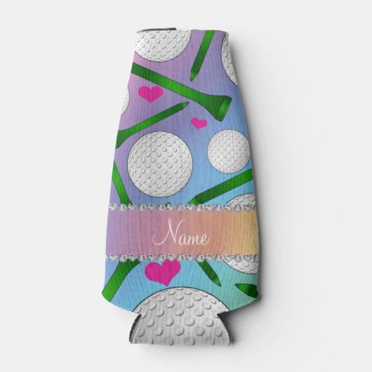 Persoonlijke naam regenbooggolfballen t - shirts h flesjeskoeler (Voorkant)