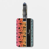 Persoonlijke naam regenbooglittergymnastiek bagagelabel (Achterkant verticaal)