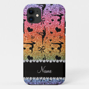 Persoonlijke naam regenbooglittergymnastiek Case-Mate iPhone case