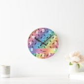 Persoonlijke naam regenboogmuzieknoten ronde klok (Huis)