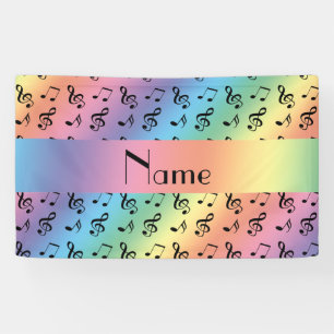 Persoonlijke naam regenboogmuzieknoten spandoek