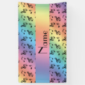 Persoonlijke naam regenboogmuzieknoten spandoek (Verticaal)