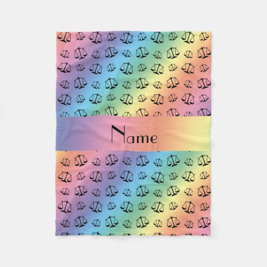 Persoonlijke naam Regenboogrechter schalen Fleece Deken (Voorkant)