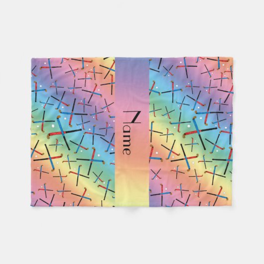 Persoonlijke naam regenboogveld hockey fleece deken (Voorkant (Horizontaal))