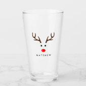 Persoonlijke naam Reindeer Xmas Holiday Glas (Voorkant)