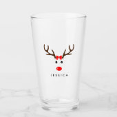 Persoonlijke naam Reindeer Xmas Holiday Glas (Voorkant)