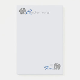 Persoonlijke naam "RElephant Notes" Grijs en Blauw Post-it® Notes