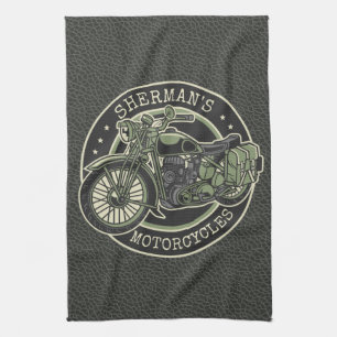 Persoonlijke NAAM Retro Militaire Motorfiets Biker Theedoek