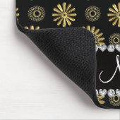 Persoonlijke naam retro zwarte goudbloemen muismat (Hoek)