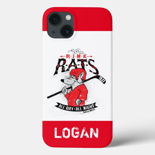 Persoonlijke naam Rink Rats Hockey Phone Case (Achterkant)