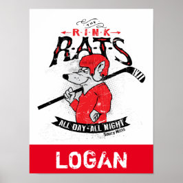 Persoonlijke naam Rink Rats Hockey Red Poster