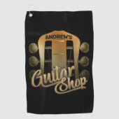 Persoonlijke naam Rock Music Guitar Shop Musician Golfhanddoek (Voorkant)