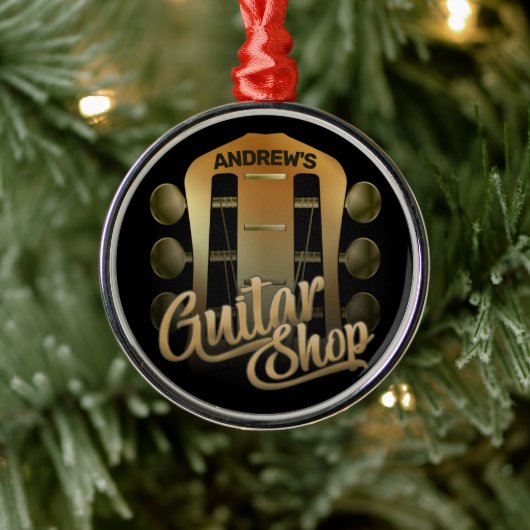Persoonlijke naam Rock Music Guitar Shop Musician Metalen Ornament (Boom)