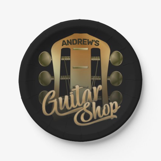 Persoonlijke naam Rock Music Guitar Shop Musician Papieren Bordje (Voorkant)