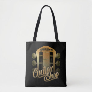 Persoonlijke naam Rock Music Guitar Shop Musician Tote Bag