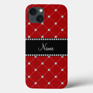 Persoonlijke naam rode diamanten tuft iPhone 13 hoesje