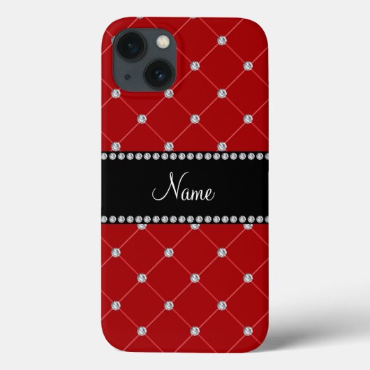 Persoonlijke naam rode diamanten tuft Case-Mate iPhone case (Achterkant)