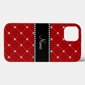 Persoonlijke naam rode diamanten tuft Case-Mate iPhone case (Achterkant (horizontaal))