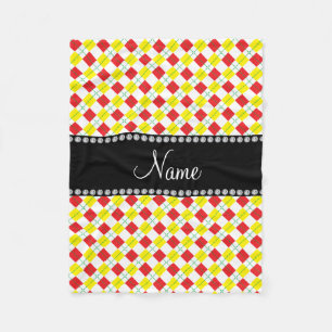 Persoonlijke naam rode en gele argyle fleece deken