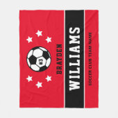 Persoonlijke naam Rode en Zwarte Voetbalspeler Fleece Deken (Voorkant)