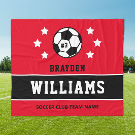 Persoonlijke naam Rode en Zwarte Voetbalspeler Fleece Deken