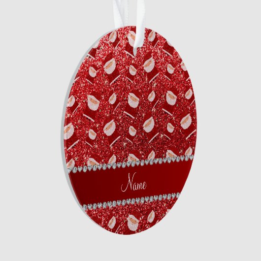 Persoonlijke naam rode glitter santas ornament (voorkant)