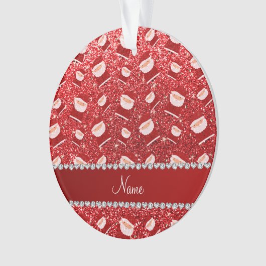Persoonlijke naam rode glitter santas ornament (voorkant)