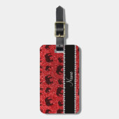Persoonlijke naam rode glitterolifanten bagagelabel (Voorkant verticaal)