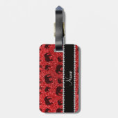 Persoonlijke naam rode glitterolifanten bagagelabel (Achterkant verticaal)