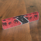 Persoonlijke naam rode glitterolifanten naambordje (Zijkant)